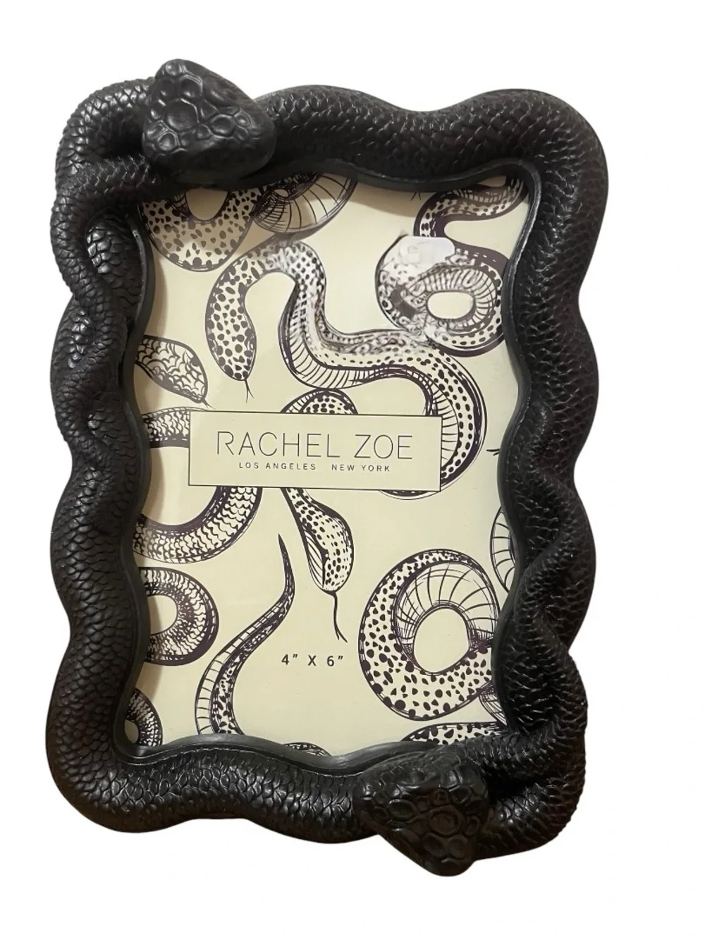 Rachel Zoe Black Snake-Textured Photo Frame
